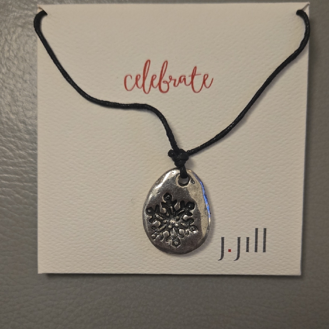 J Jill Black Cord Necklace With Silver Pendant 14$